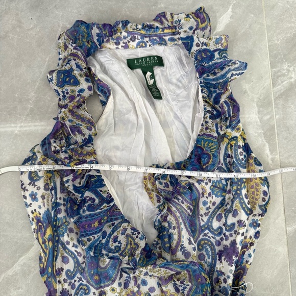 Women’s Lauren Ralph Lauren Paisley Floral Ruffle Tie Up Wrap Silk Dress Size 2 - Picture 15 of 16